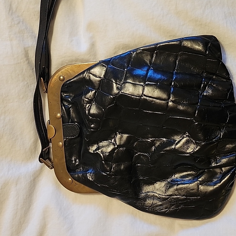 Leather Alligator Vintage Black Handbag